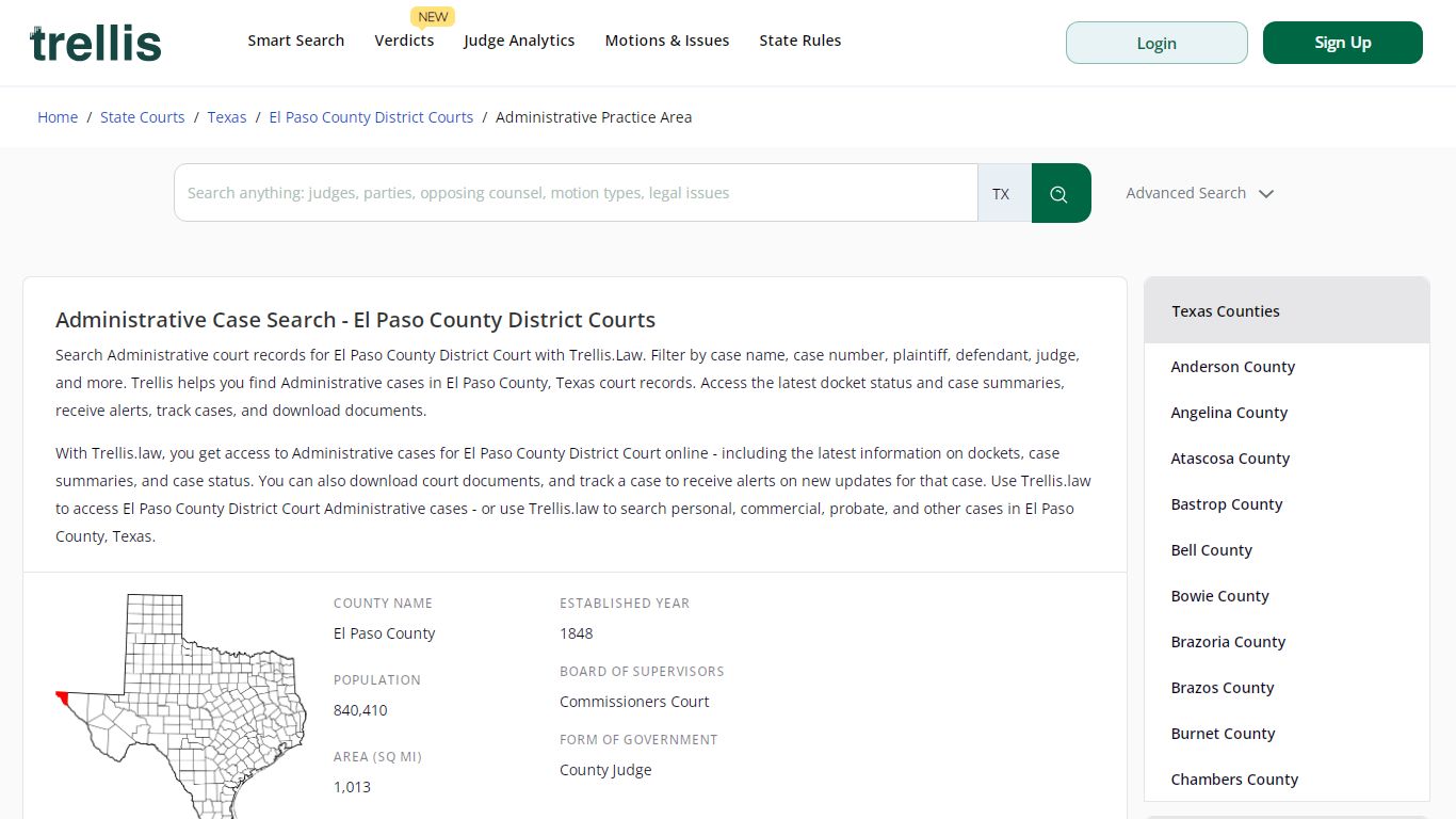 Administrative Case Search - El Paso County District Courts